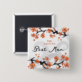 TRAUZEUGE Hibisken Wirbel Tropischer Hochzeitname Button