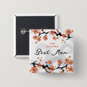 TRAUZEUGE Hibisken Wirbel Tropischer Hochzeitname  Button