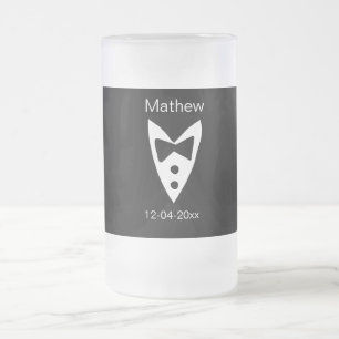 Trauzeuge hinzufügen Name Jahr Schwarzer Bug Shirt Mattglas Bierglas