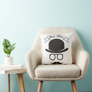 Trauzeuge Hipster Glasses Hat Handlebar Mustache Kissen