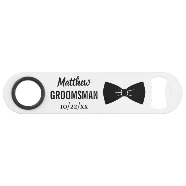 Trauzeuge Hochzeit Bachelor Party Black Bow Krawat Speed Flaschenöffner (Vorderseite (Horizontal))