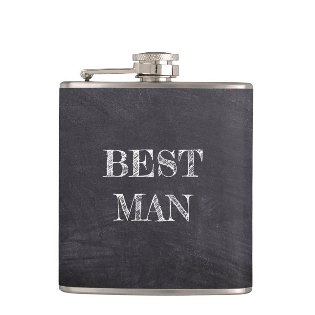 Trauzeuge Hochzeit Black Chalkboard Whisky Flasche Flachmann (Vorderseite)