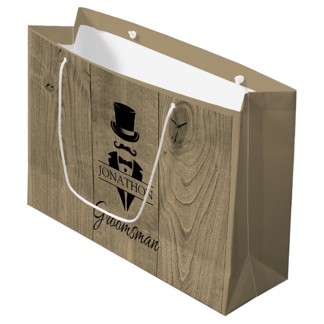 Trauzeuge Hochzeitsmitteltasche Große Geschenktüte (Vorderseite Schrägansicht)