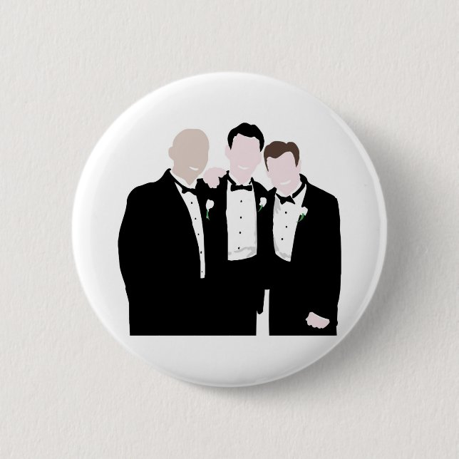 Trauzeuge in der Pose Schwarze Krawatte für ein Bi Button (Vorderseite)