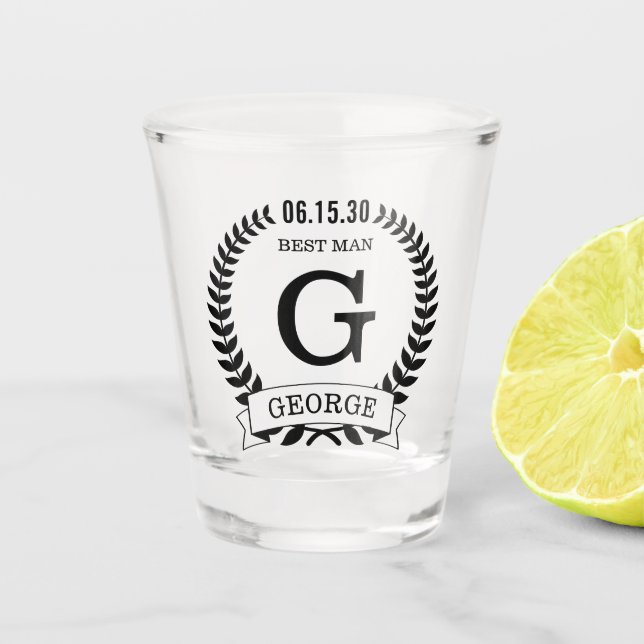 Trauzeuge-Initialen Schnapsglas (Vorderseite)