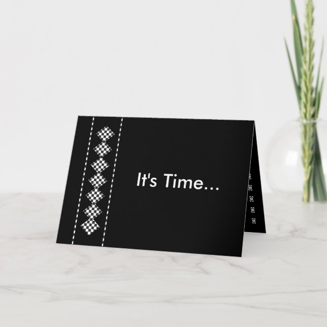 Trauzeuge "It's Time" Einladung mit Diamond-Karos (Vorderseite)