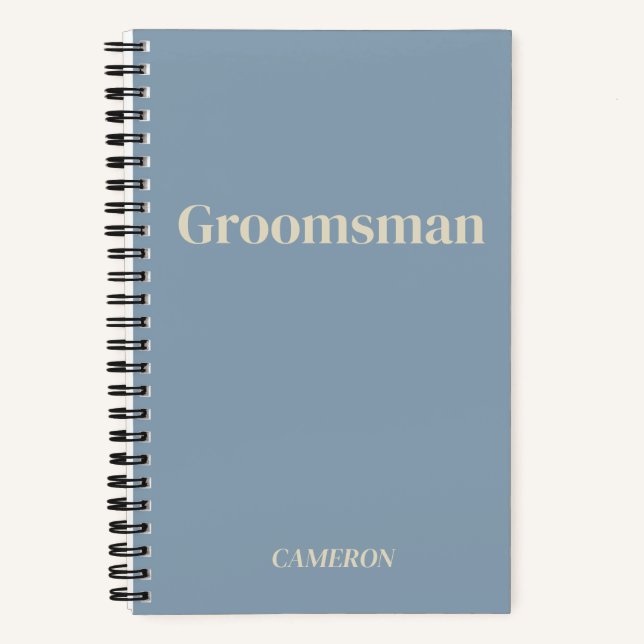 Trauzeuge Minimalistisch Personalisiert Dusty Blue Notizbuch (Vorderseite)