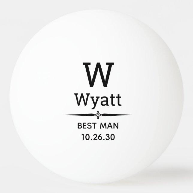 Trauzeuge Mit Monogramm Pong Ball Tischtennisball (Vorderseite)