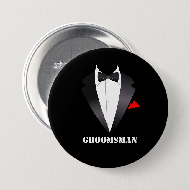 Trauzeuge mit Tuxedo-Shirt - Schaltfläche Button (Vorne & Hinten)