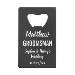 Trauzeuge Moderne Typografie Black Wedding Geldbeutel Flaschenöffner