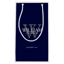 Trauzeuge Moderner Monogramm Name Elegance Navy Bl Kleine Geschenktüte