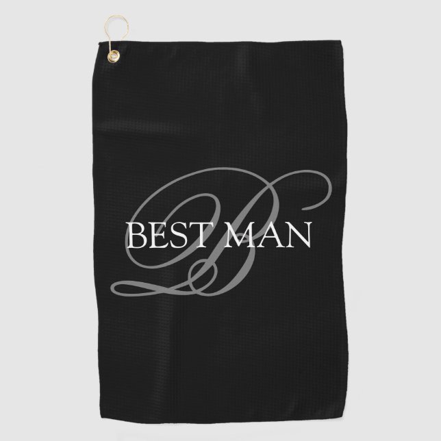 Trauzeuge Monogram Black Gray Golfhandtuch (Vorderseite)