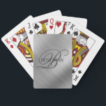 Trauzeuge Monogramm Pinselsilber Spielkarten<br><div class="desc">Machen Sie Ihr eigenes Set von Spielkarten. Personalisieren Sie dieses Design mit Ihrem eigenen Text. Sie können dieses Design weiter anpassen,  indem Sie den Link "Weitere Anpassung" auswählen,  falls gewünscht.</div>