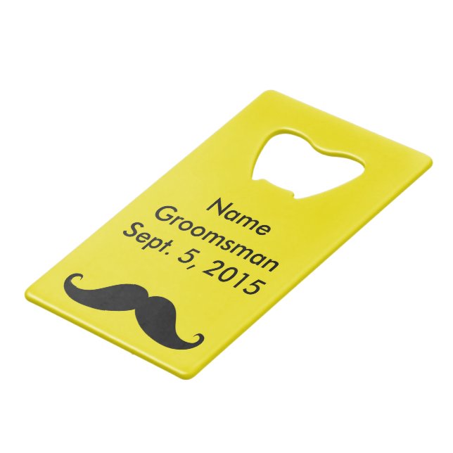 Trauzeuge Mustache & Anzug Card Flaschenöffner (Vorderseite Schrägansicht)