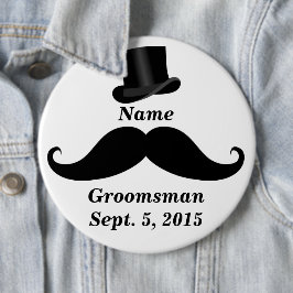 Trauzeuge Mustache und Top Hat Button Back Button
