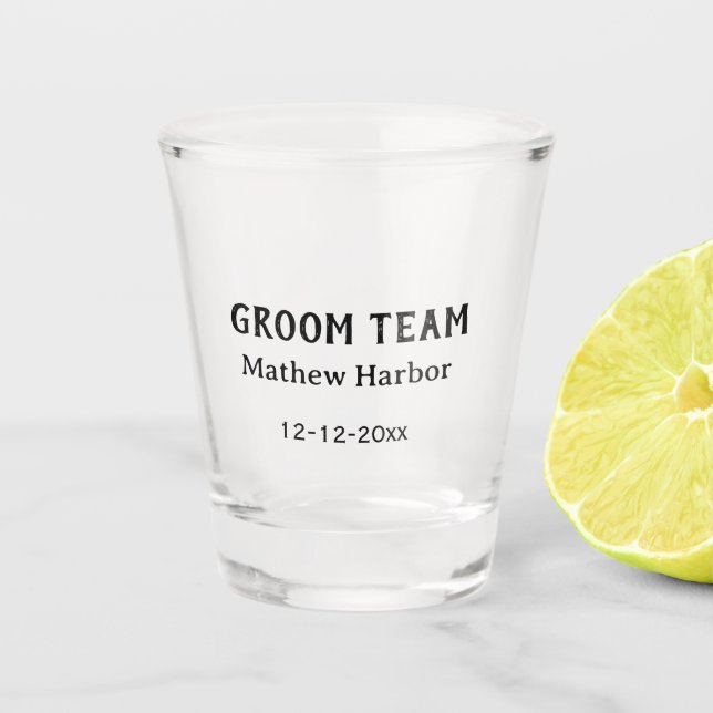 Trauzeuge Name Datum Junggesellenabschied Schnapsglas (Vorderseite)