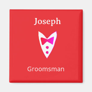 Trauzeuge Name Jahr rote Fliege Hemd Krawatte Smok Magnet
