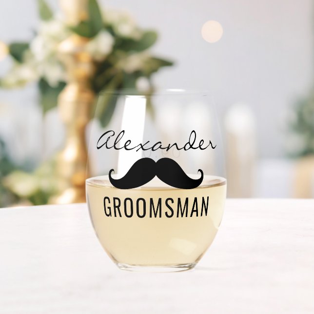 Trauzeuge Name Mustache Hochzeitdatum Weinglas Ohne Stiel (Insitu (Hochzeit))