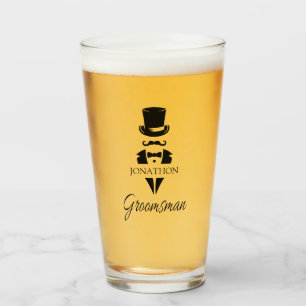 Trauzeuge Name Tuxedo Top Hat Glas