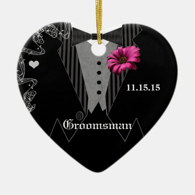 Trauzeuge Pink Gerber Hochzeit Weihnachtsdekoratio Keramik Ornament (Vorne)