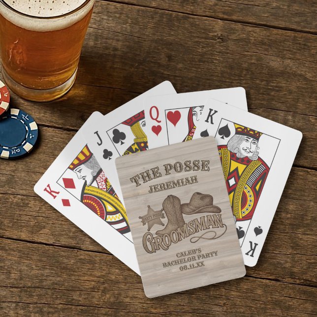 Trauzeuge Posse Rustic Cowboy Bachelor Party Spielkarten (Cowboy Groomsman Playing Cards)