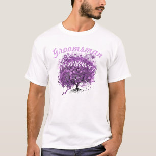 Trauzeuge Purple Heart Leaf Tree Hochzeit T-Shirt