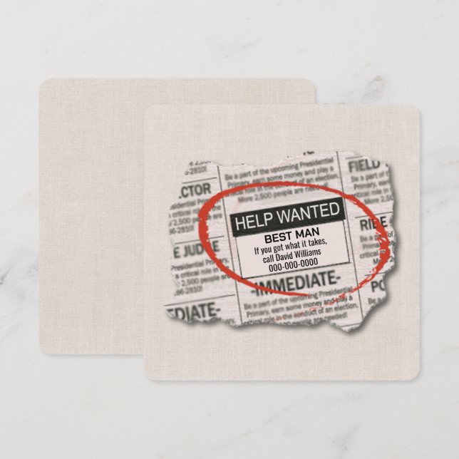 Trauzeuge Request Newspaper Ad Karte (Vorne/Hinten)