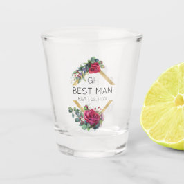 Trauzeuge Rote Rose Hochzeitdatum Mit Monogramm Sh Schnapsglas