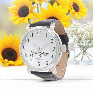 Trauzeuge Schwarz Weiß Schrift Hochzeit   Armbanduhr