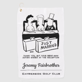 Trauzeuge Shares a Bed with Bride & Groom Funny Golfhandtuch