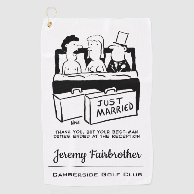 Trauzeuge Shares a Bed with Bride & Groom Funny Golfhandtuch (Vorderseite)