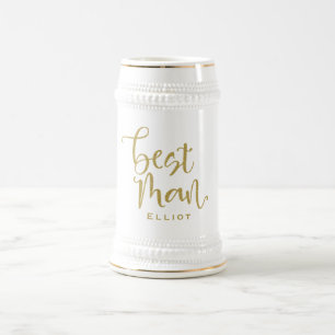 Trauzeuge Stilvolle Goldskriptaufschrift Hochzeit Bierglas