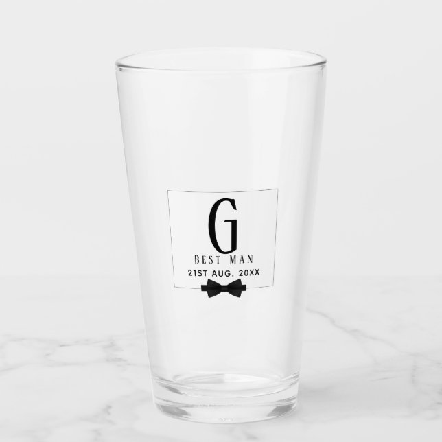 Trauzeuge Trauzeuge Mit Monogramm Bow Krawatte Vie Glas (Vorderseite)