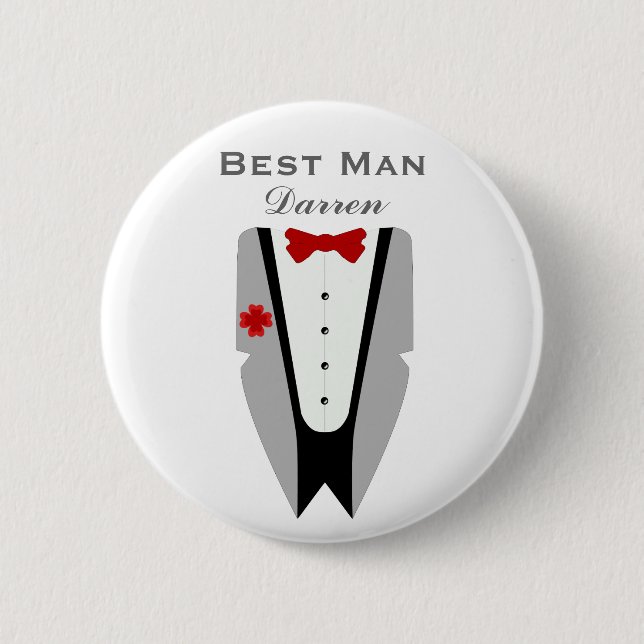 Trauzeuge - Tuxedo-Abendanzug-Hochzeits-Button Button (Vorderseite)