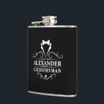 Trauzeuge Tuxedo Krawatte Black Flachmann<br><div class="desc">Hochzeitsstift Trauzeuge Tuxedo Krawatte Black Flask</div>