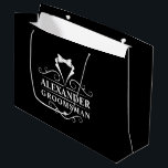 Trauzeuge Tuxedo Krawatte Black Große Geschenktüte<br><div class="desc">Hochzeitsreise Trauzeuge Tuxedo Krawatte Black Large Gift Bag oder Gefallen Tasche</div>
