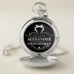 Trauzeuge Tuxedo Krawatte Silber und Schwarz Taschenuhr<br><div class="desc">Hochzeitsreise Trauzeuge Tuxedo Krawatte Silber und Black Pocket Watch</div>