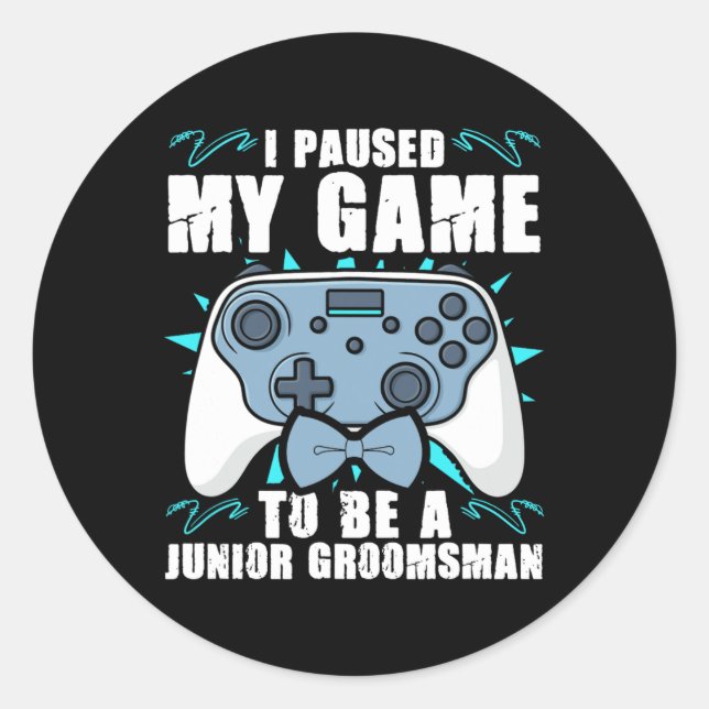 Trauzeuge Video Gamer Junior Trauzeugen Pausen Mei Runder Aufkleber (Vorderseite)