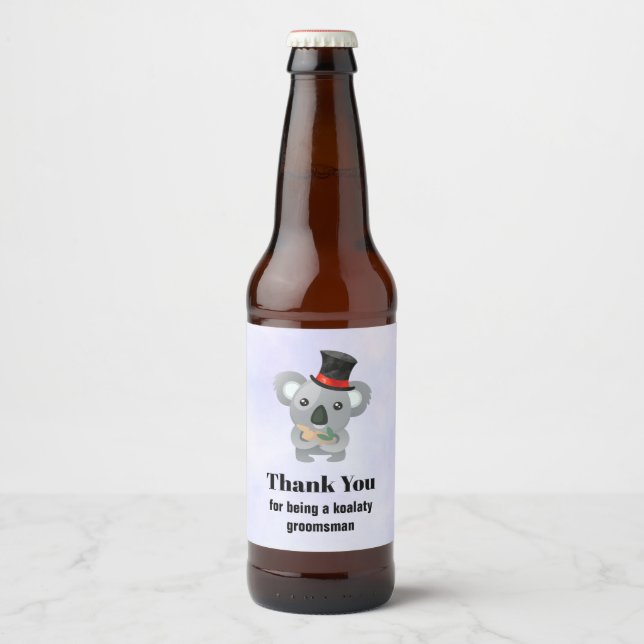 Trauzeuge Vielen Dank an Koala Pun Bierflaschenetikett (Vorderseite)