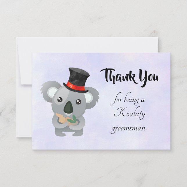 Trauzeuge Vielen Dank an Koala Pun Dankeskarte (Vorderseite)