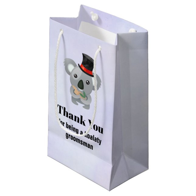 Trauzeuge Vielen Dank an Koala Pun Kleine Geschenktüte (Vorderseite Schrägansicht)