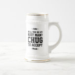 Trauzeuge Vorschlag Umarmung zur Annahme der sonni Bierglas<br><div class="desc">Holen Sie sich die Hochzeitsfeier stilvoll mit einem lustigen personalisierten Trauzeuge Angebot Bierstein. Das Design verfügt über stilvolle moderne Typografen-Namen und eine anpassbare Anfrage lesen "Werden Sie mein Trauzeuge? Umarmen, um zu akzeptieren." Der gesamte Text ist einfach anzupassen oder zu löschen. Diese einzigartigen und originellen Biersorten machen aus eleganten Bachelor-Tasse,...</div>
