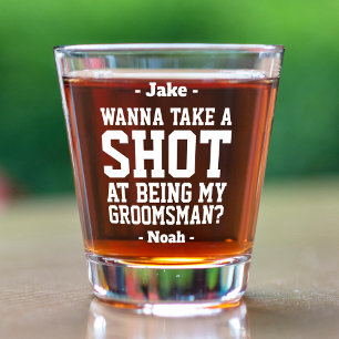 Trauzeuge Vorschlag Weiße Typografie Hochzeit Lass Schnapsglas