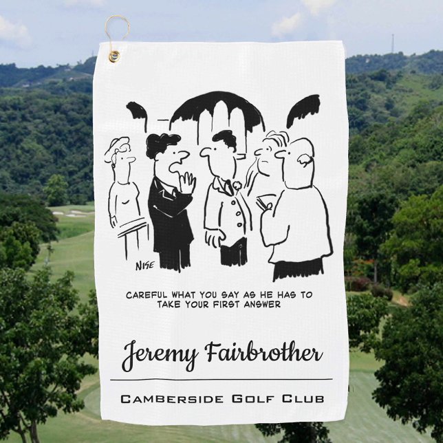 Trauzeuge Warnungen vor Groom beim Hochzeitsfeuer  Golfhandtuch (Von Creator hochgeladen)