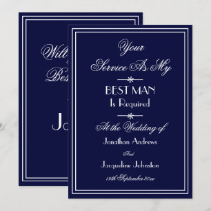 Trauzeuge Wedding Custom Elegant Navy Blue Vorschl Einladung