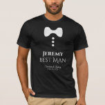 Trauzeuge Weiße Krawatte Spaß Hochzeit T - Shirt<br><div class="desc">Dieser lustige T - Shirt ist als Geschenk oder Gefallen für Ihren Trauzeuge konzipiert. Der T - Shirt ist schwarz und zeigt eine weiße Krawatte und weiße Tasten. Der Text lautet "Trauzeuge" und hat einen Ort, um seinen Namen, den Namen des Ehepaares und das Hochzeitsdatum einzutragen. Eine tolle Ergänzung zu...</div>