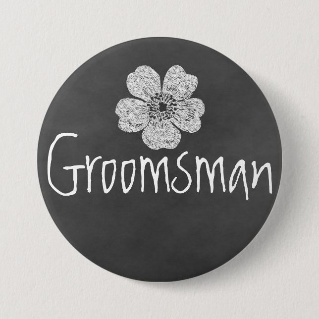 Trauzeuge Wild White Roses Chalkboard Button (Vorderseite)