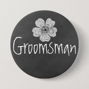 Trauzeuge Wild White Roses Chalkboard Button