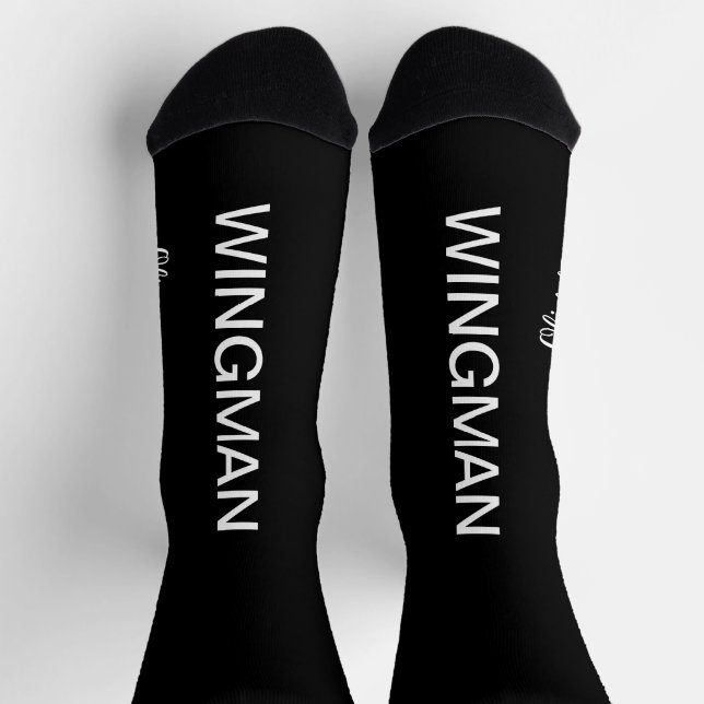 Trauzeuge Wingman Gift Black Socken (Oben)