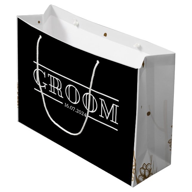Trauzeugen Bachelor Party Custom Große Geschenktüte (Vorderseite Schrägansicht)
